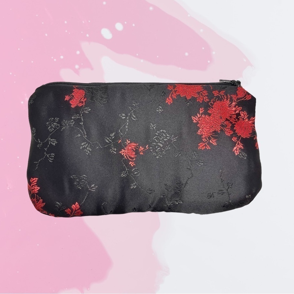 Essential Oil Waterproof Clutch- Black & Red Satin - Picture 3 of 5